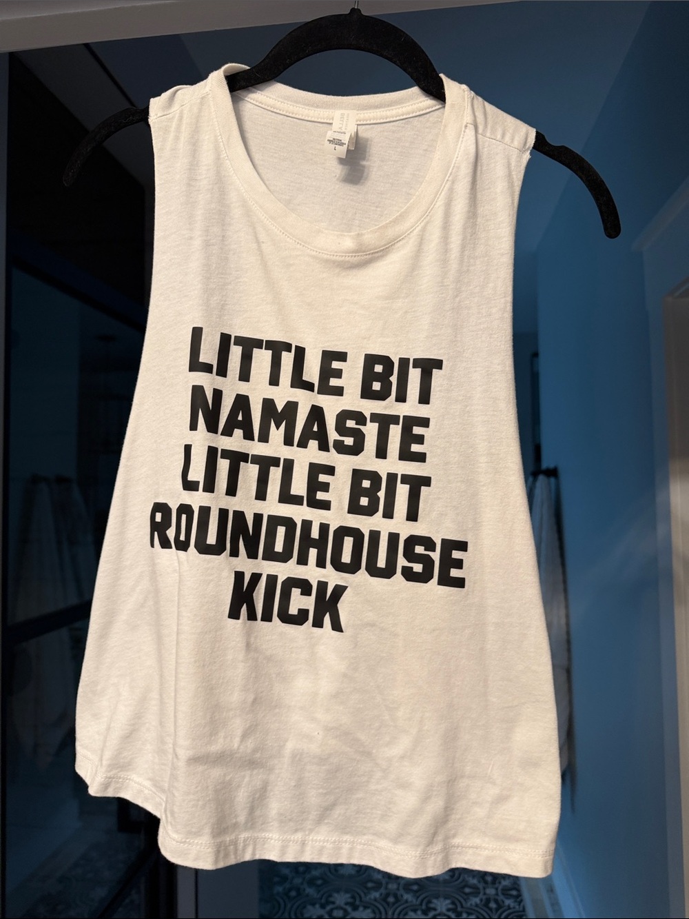 Bella Canvas White Tank Top with Black Graphic Text